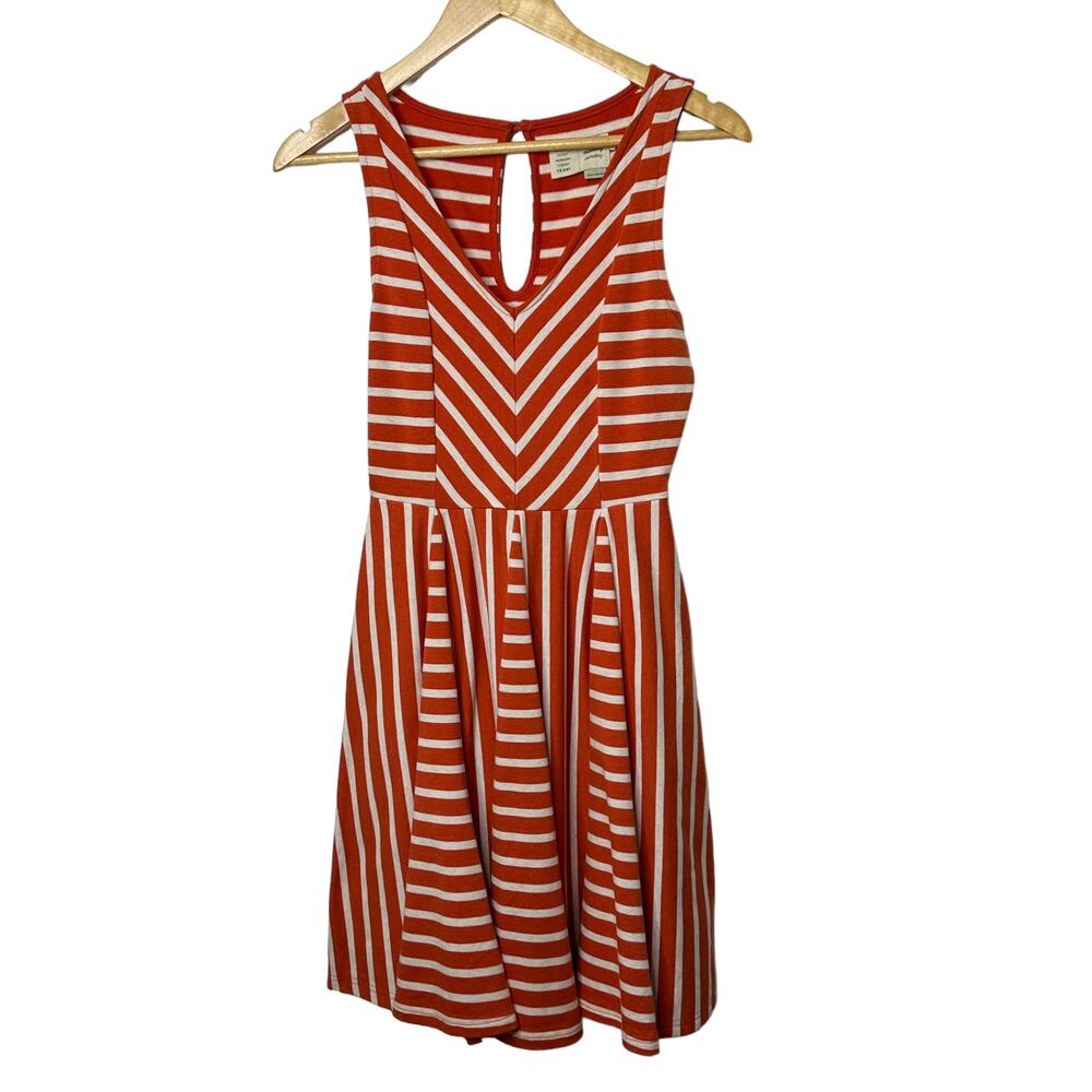 Saturday Sunday Anthropologie Coral & White Striped Sleeveless Dress Size XS